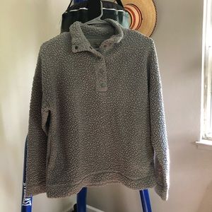 American Eagle Gray Fuzzy Sherpa Sweater